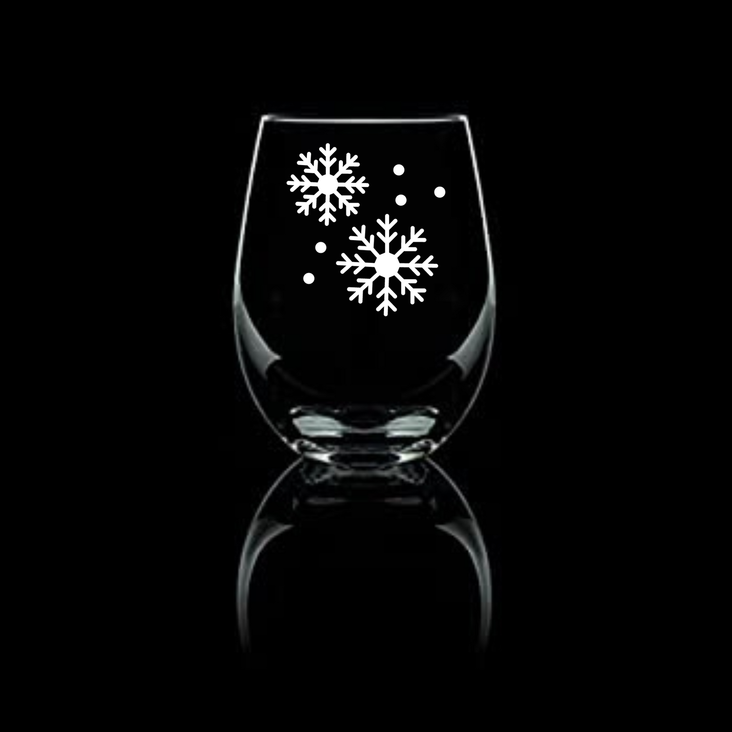 Icy Veil Etched Stemless Wine Glass 20.5oz | Snowflake Wine Glasses - Expressive DeZien