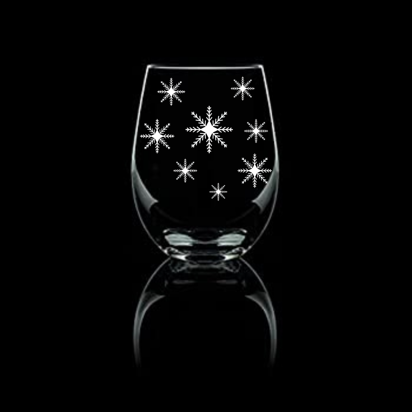 Iridescent Swirl Etched Stemless Wine Glass 20.5oz | Snowflake Wine Glasses - Expressive DeZien