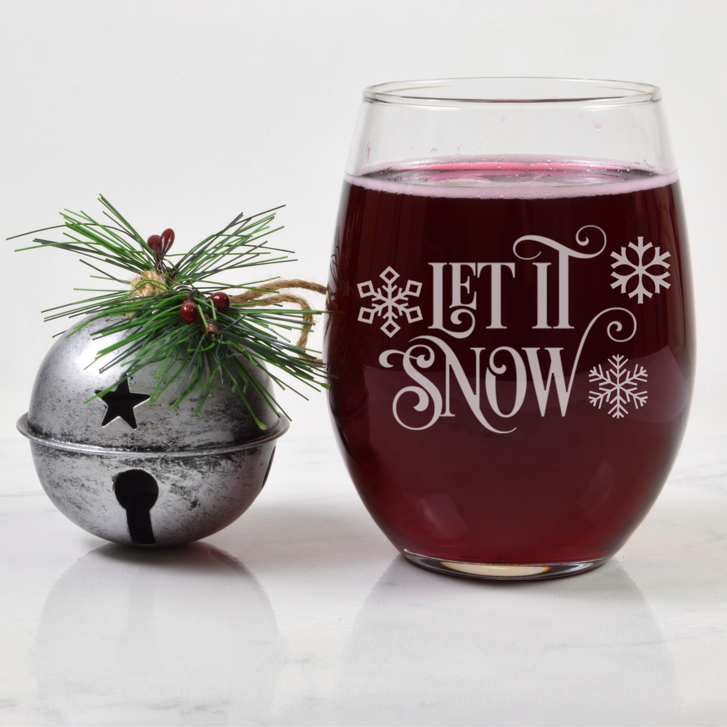 Let It Snow Etched Stemless Wine Glass 20.5oz | Christmas Wine Glasses - Expressive DeZien