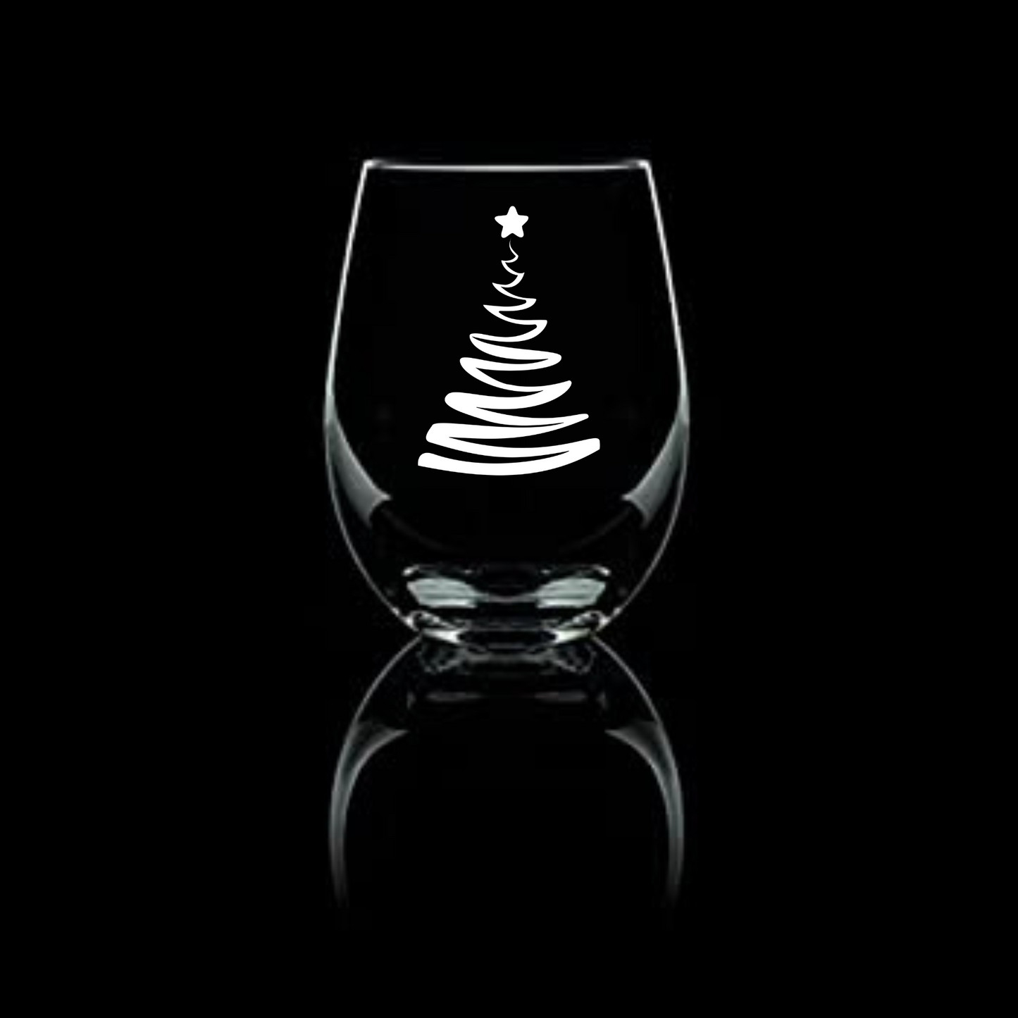 Peaceful Christmas Tree Etched Stemless Wine Glass - 20.5 oz | Christmas Wine Glasses - Expressive DeZien