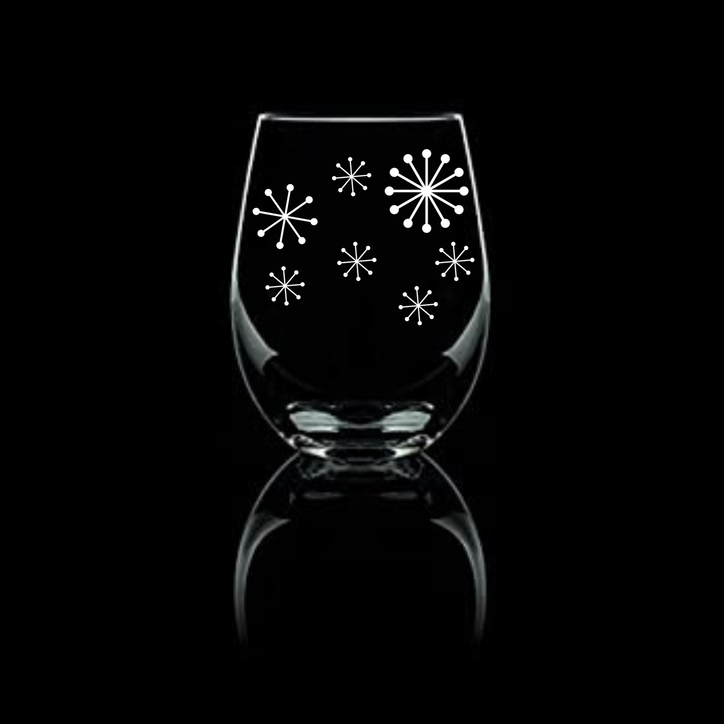 Retro Winter Etched Stemless Wine Glass 20.5oz | Snowflake Wine Glasses - Expressive DeZien