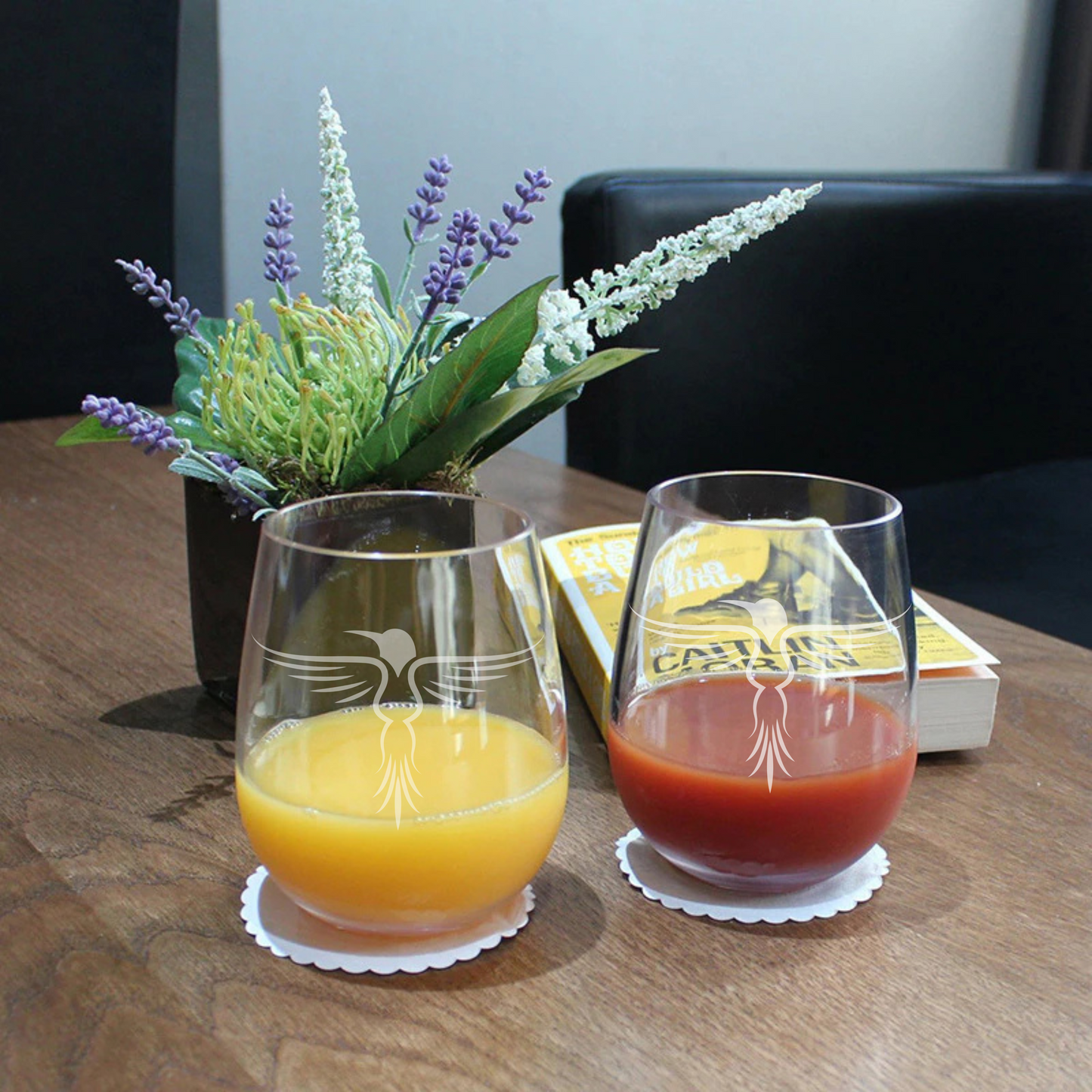 Rising Hummingbird Tribal Etched Wine Glass – 20.5oz Handmade Sandblasted Glassware