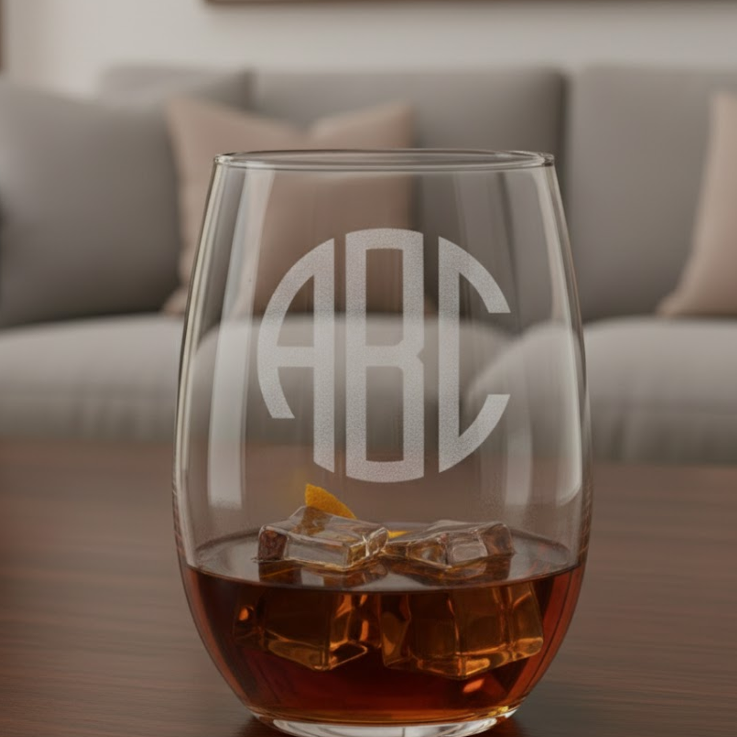 Etched Stemless Wine Glass 20.5oz | Custom Engraved Personalized Wedding or Anniversary | Deep Carved Sandblasted Glass | Expressive DeZien