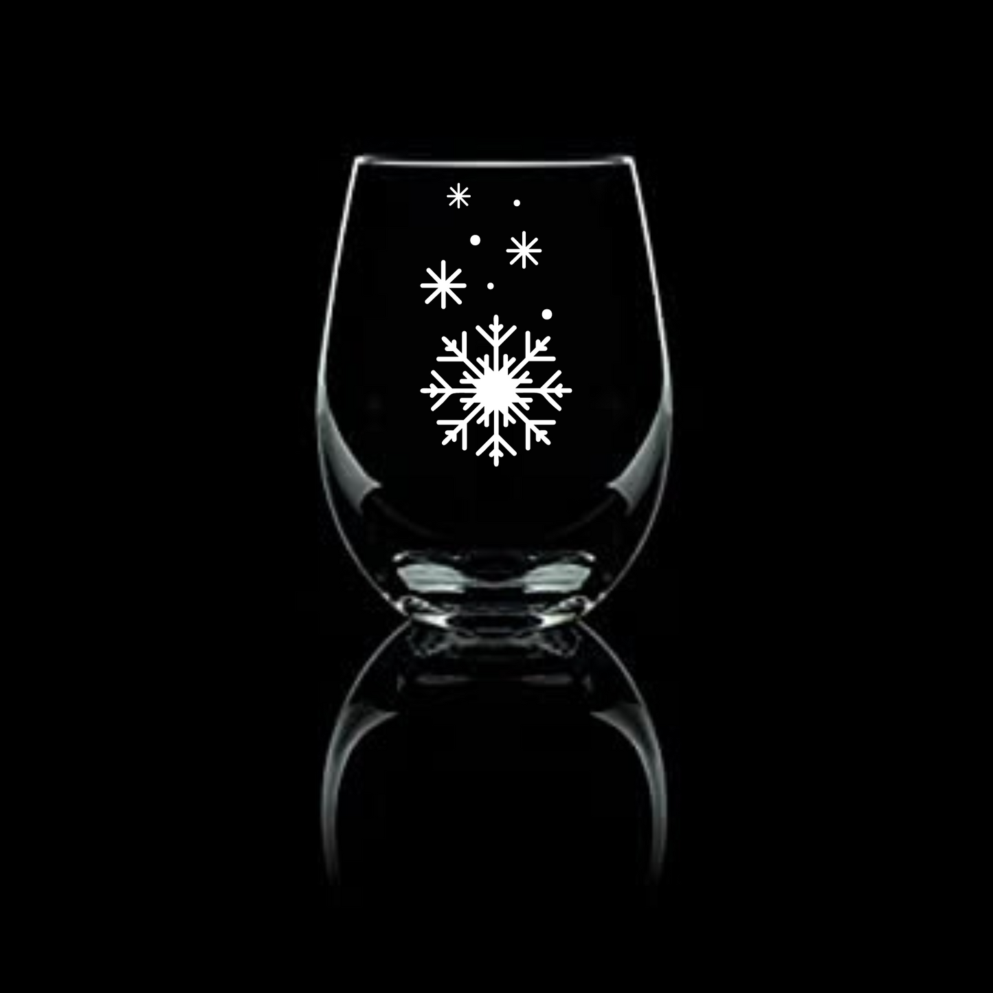 Winter Serenade Etched Stemless Wine Glass 20.5oz | Snowflake Wine Glasses - Expressive DeZien