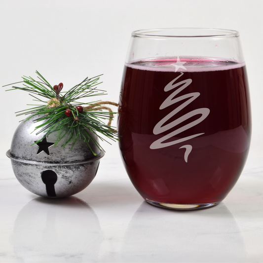 Winter Wonderland Christmas Tree Etched Stemless Wine Glass - 20.5 oz  | Christmas Wine Glasses - Expressive DeZien