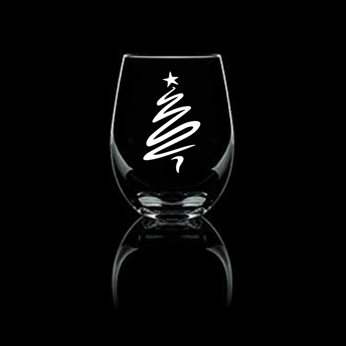 Winter Wonderland Christmas Tree Etched Stemless Wine Glass - 20.5 oz | Christmas Wine Glasses - Expressive DeZien