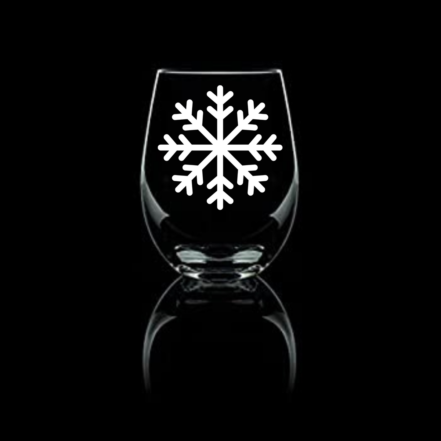 Winter's Whisper Etched Stemless Wine Glass 20.5oz | Snowflake Wine Glasses - Expressive DeZien