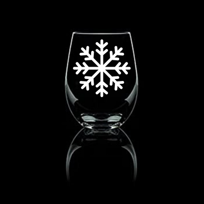 Winter's Whisper Etched Stemless Wine Glass 20.5oz | Snowflake Wine Glasses - Expressive DeZien 
