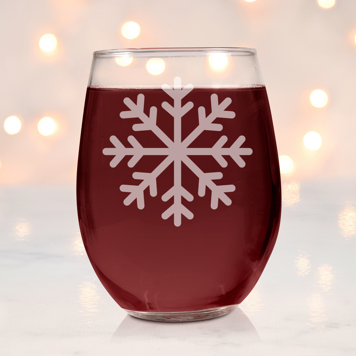 Winter's Whisper Etched Stemless Wine Glass 20.5oz | Snowflake Wine Glasses - Expressive DeZien