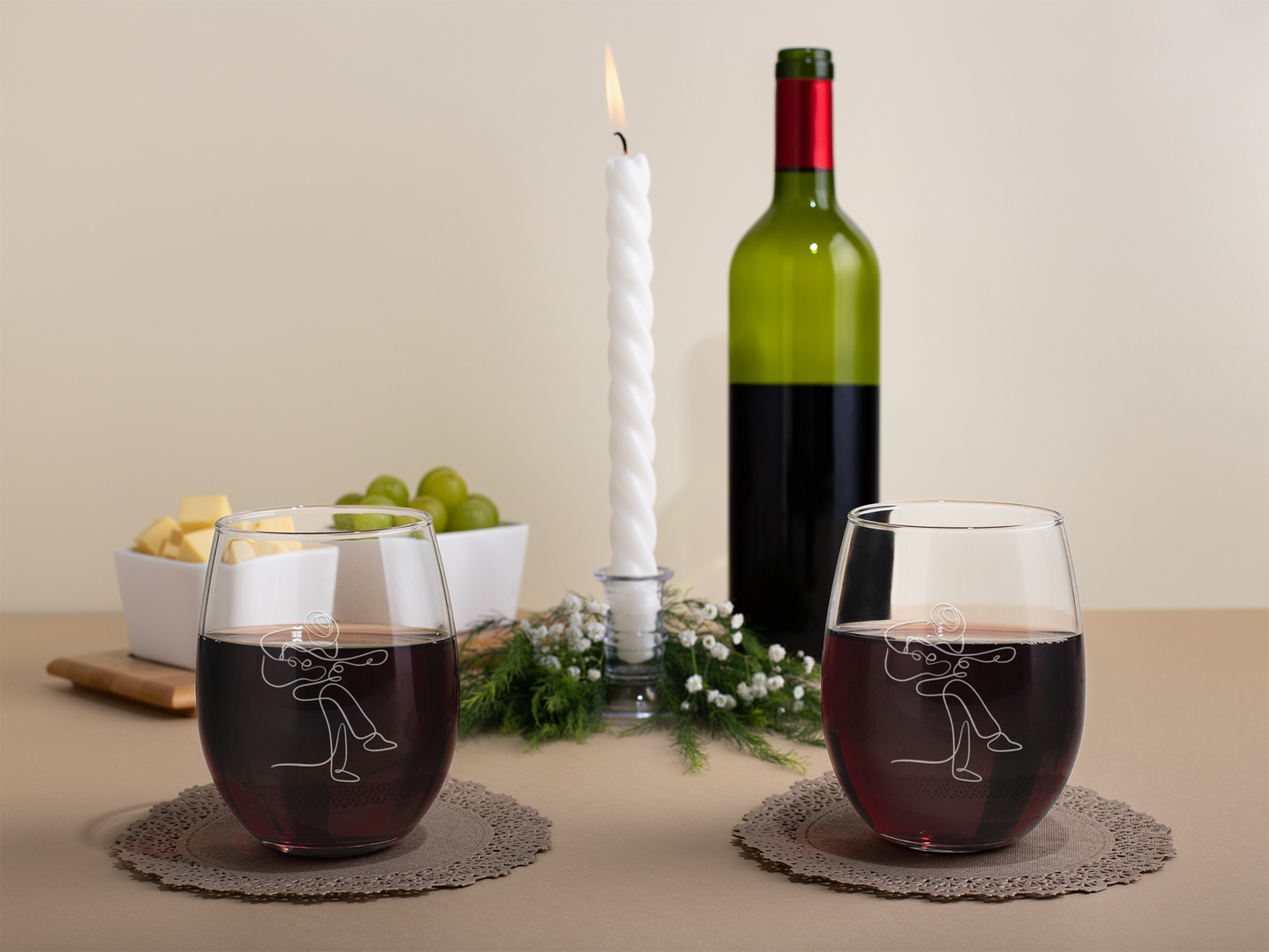 Blues man Stemless Wine Glass – Sandblasted Etched Tribute