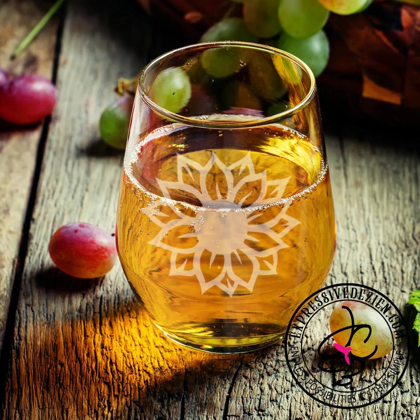 Personalized Sunflower Wine Glass 20.5oz Stemless, Hand-Etched, Dishwasher Safe Custom Gift for Wedding, Birthday, Bridesmaid