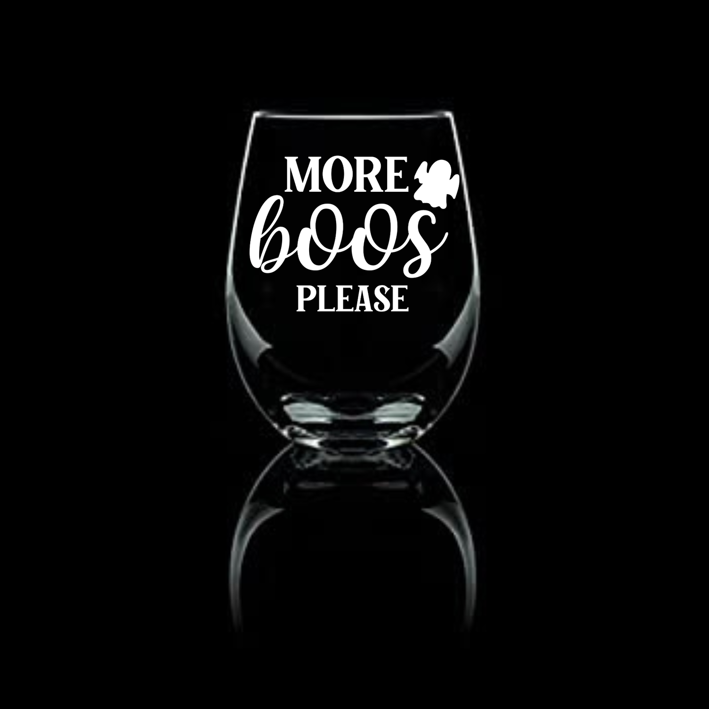 More Boos Please Etched Stemless Wine Glass 20.5oz | Halloween Wine Glasses - Expressive DeZien