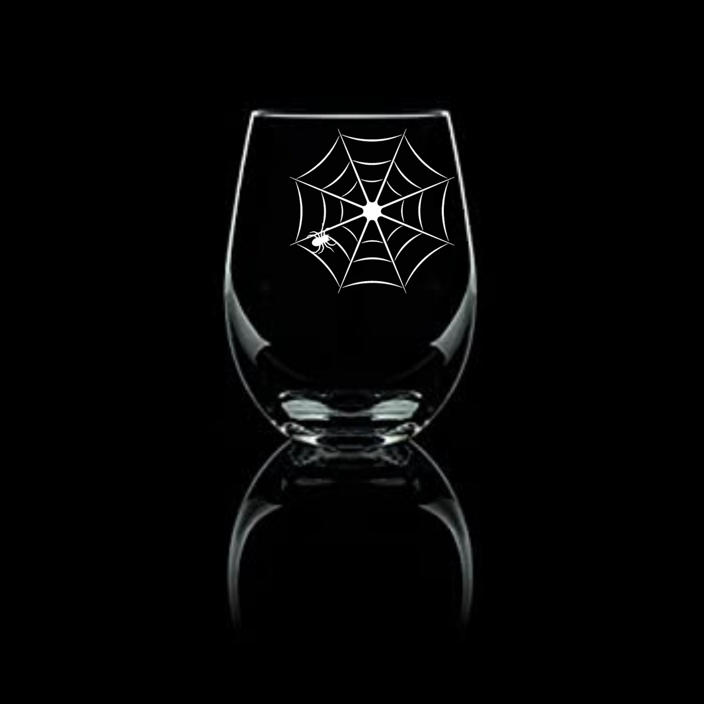 Spider Web Sandblast Etched Stemless Wine Glass 20.5oz - Expressive DeZien