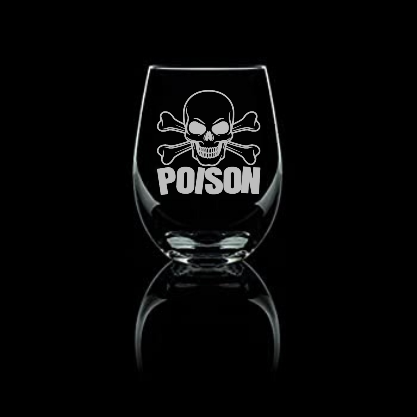 Halloween Cross Bones and Poison Etched Stemless Wine Glass 20.5oz - Expressive DeZien