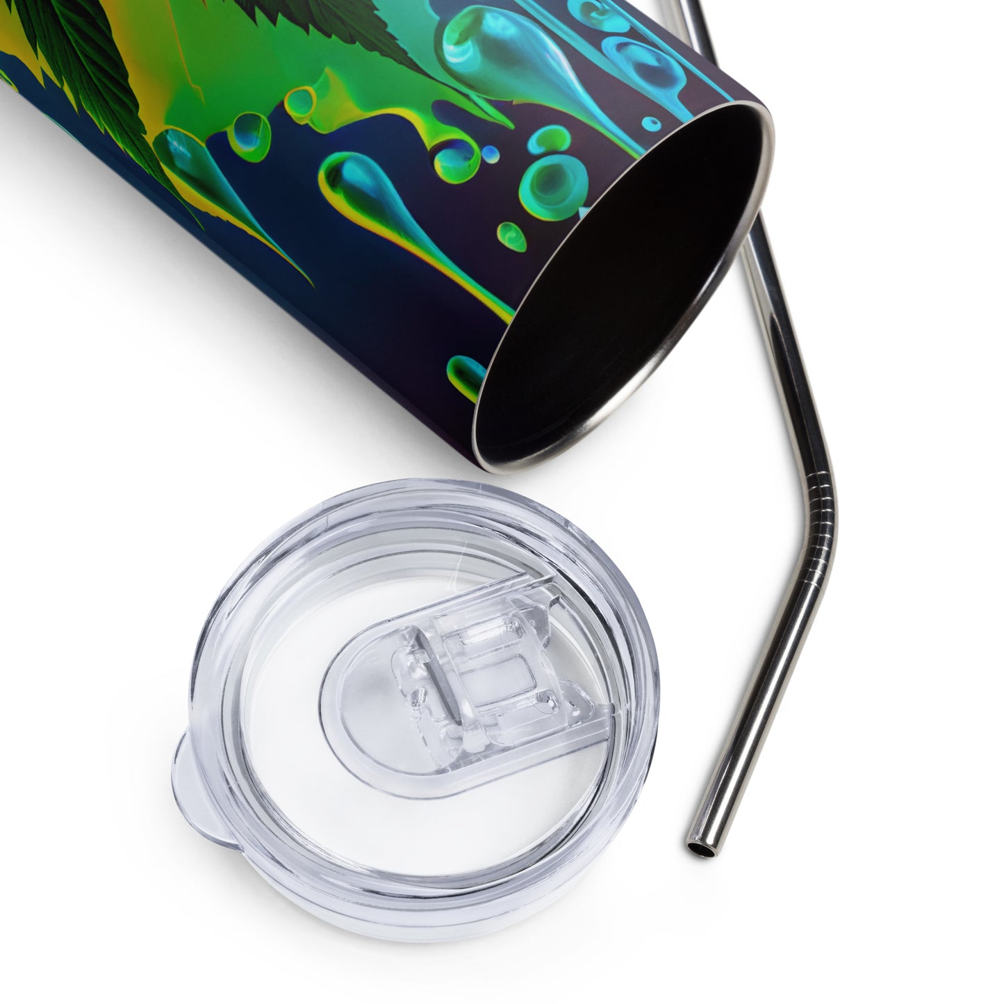 20oz Stainless Steel Skinny Tumbler Abstract Psychedelic Cannabis - Expressive DeZien