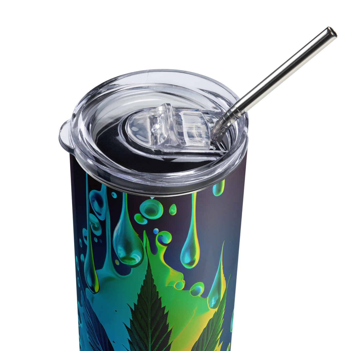 20oz Stainless Steel Skinny Tumbler Abstract Psychedelic Cannabis - Expressive DeZien