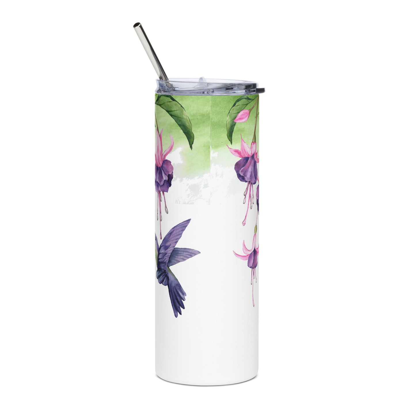 20oz Stainless Steel Skinny Tumbler Hummingbird and Fuchsia Flower - Expressive DeZien