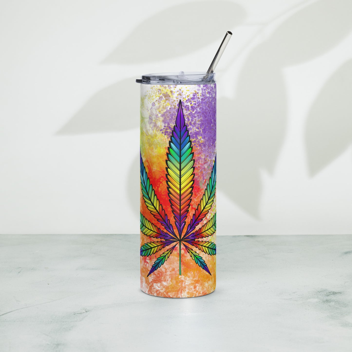 20oz Stainless Steel Skinny Tumbler Rainbow High Cannabis Kaleidoscope - Expressive DeZien