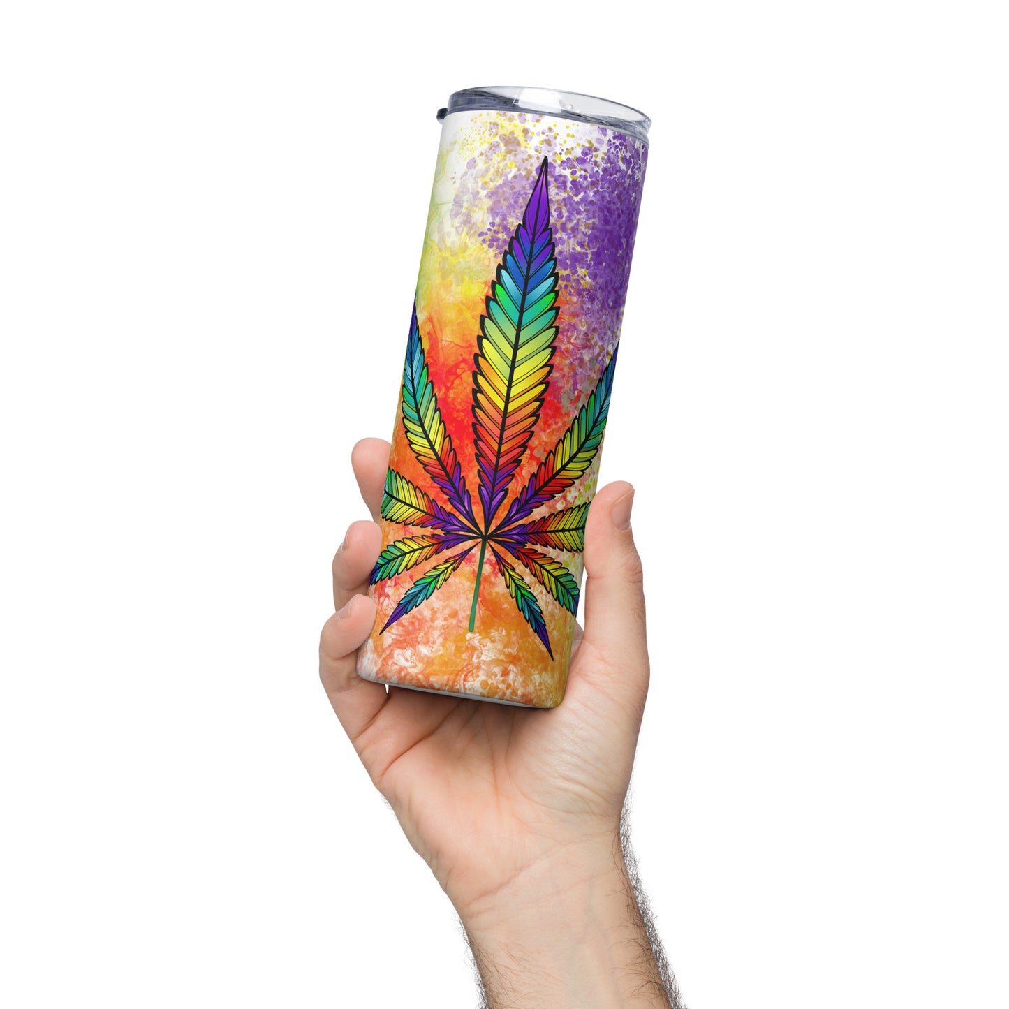 20oz Stainless Steel Skinny Tumbler Rainbow High Cannabis Kaleidoscope - Expressive DeZien