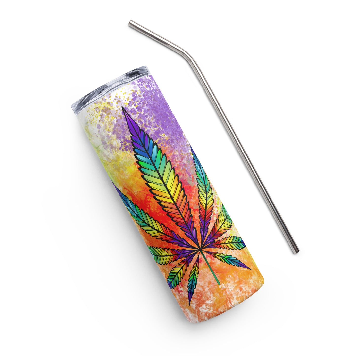 20oz Stainless Steel Skinny Tumbler Rainbow High Cannabis Kaleidoscope - Expressive DeZien