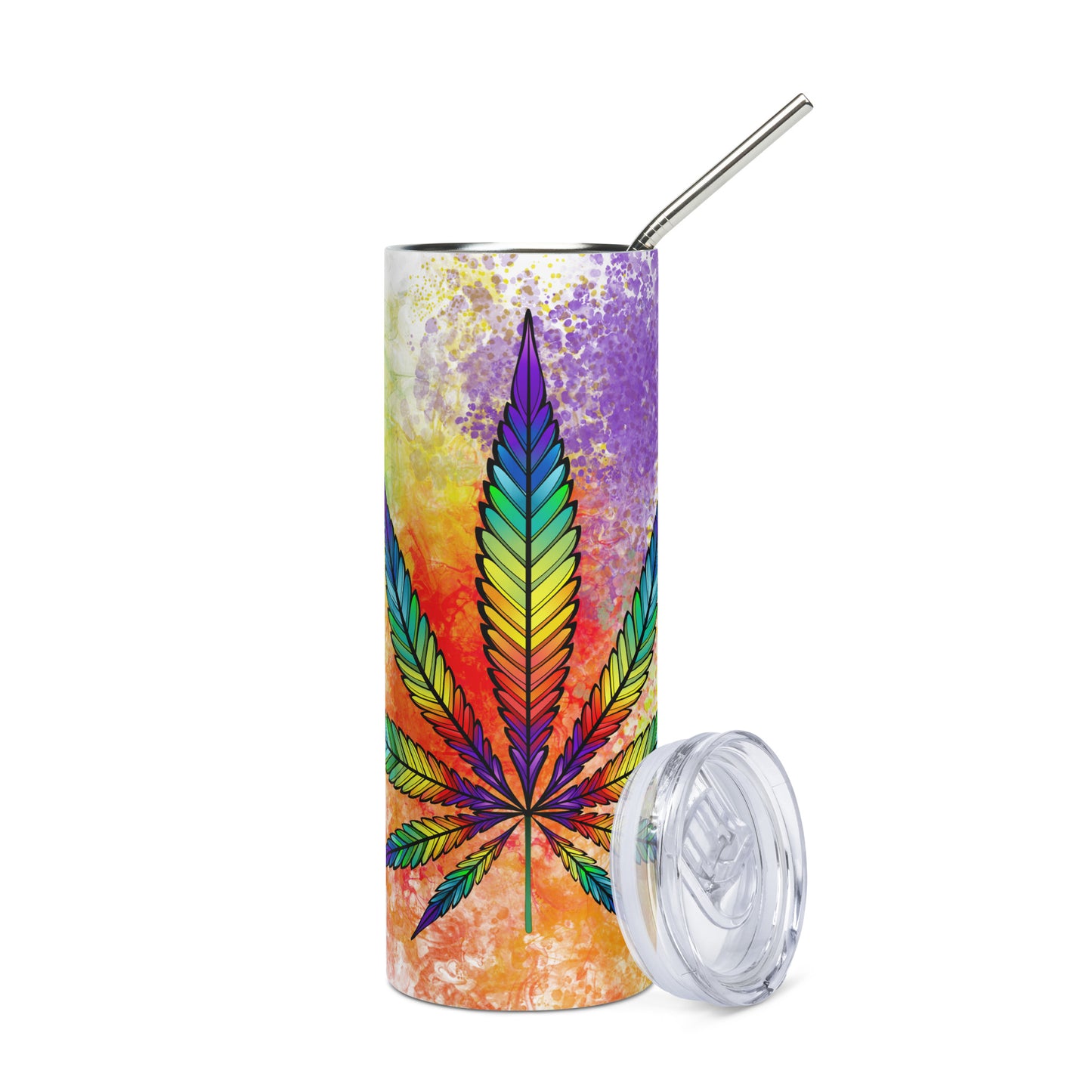 20oz Stainless Steel Skinny Tumbler Rainbow High Cannabis Kaleidoscope - Expressive DeZien