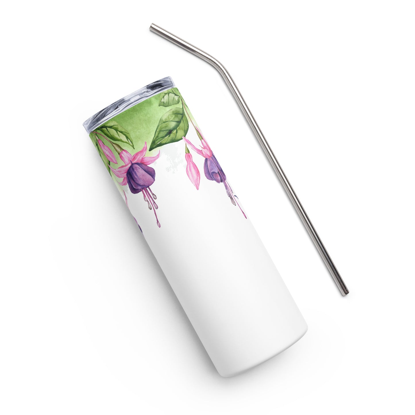 20oz Stainless Steel Skinny Tumbler Hummingbird and Fuchsia Flower - Expressive DeZien