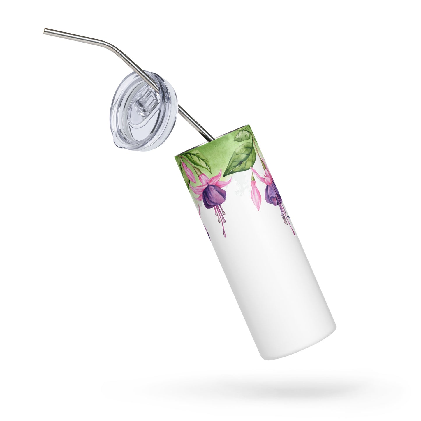 20oz Stainless Steel Skinny Tumbler Hummingbird and Fuchsia Flower - Expressive DeZien
