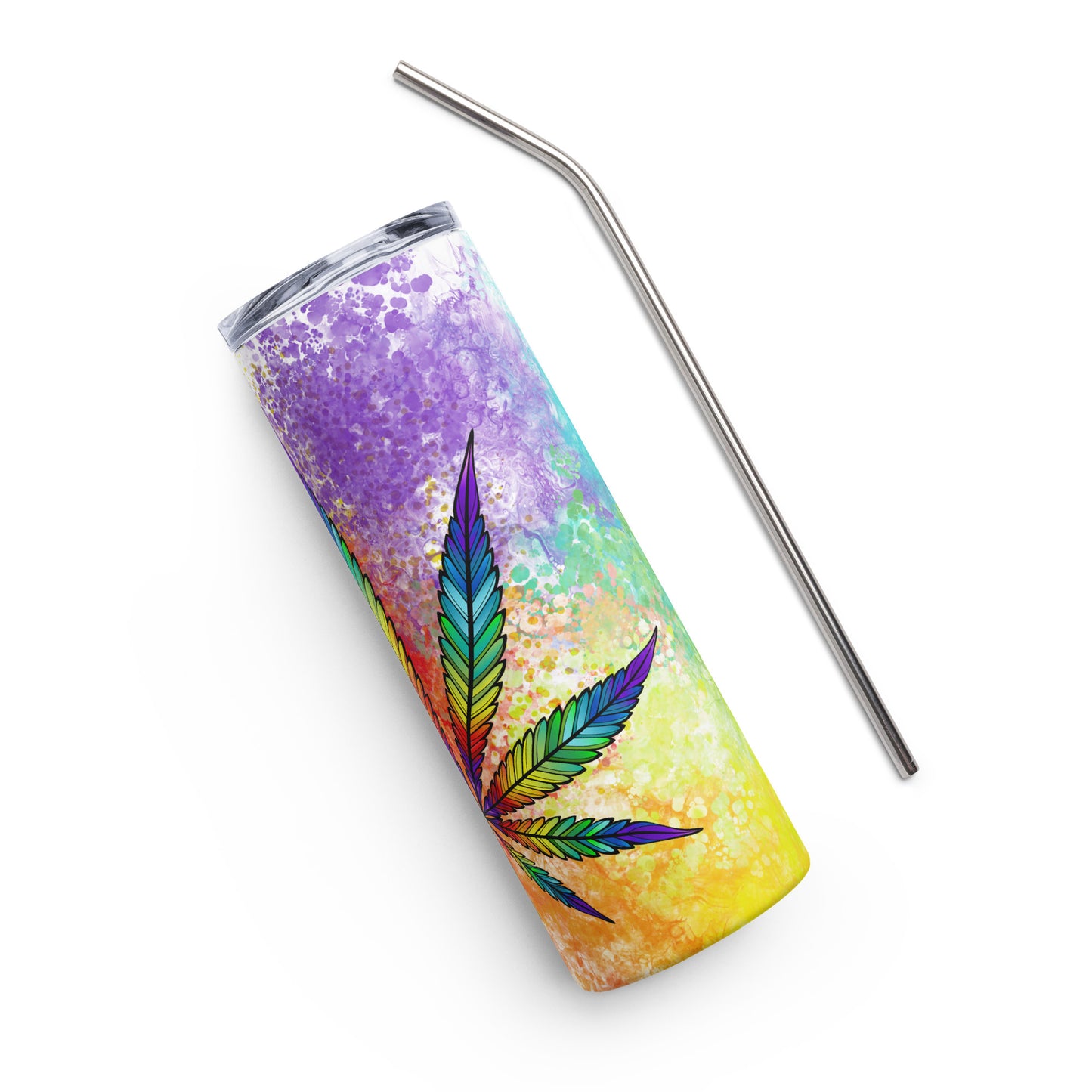 20oz Stainless Steel Skinny Tumbler Rainbow High Cannabis Kaleidoscope - Expressive DeZien