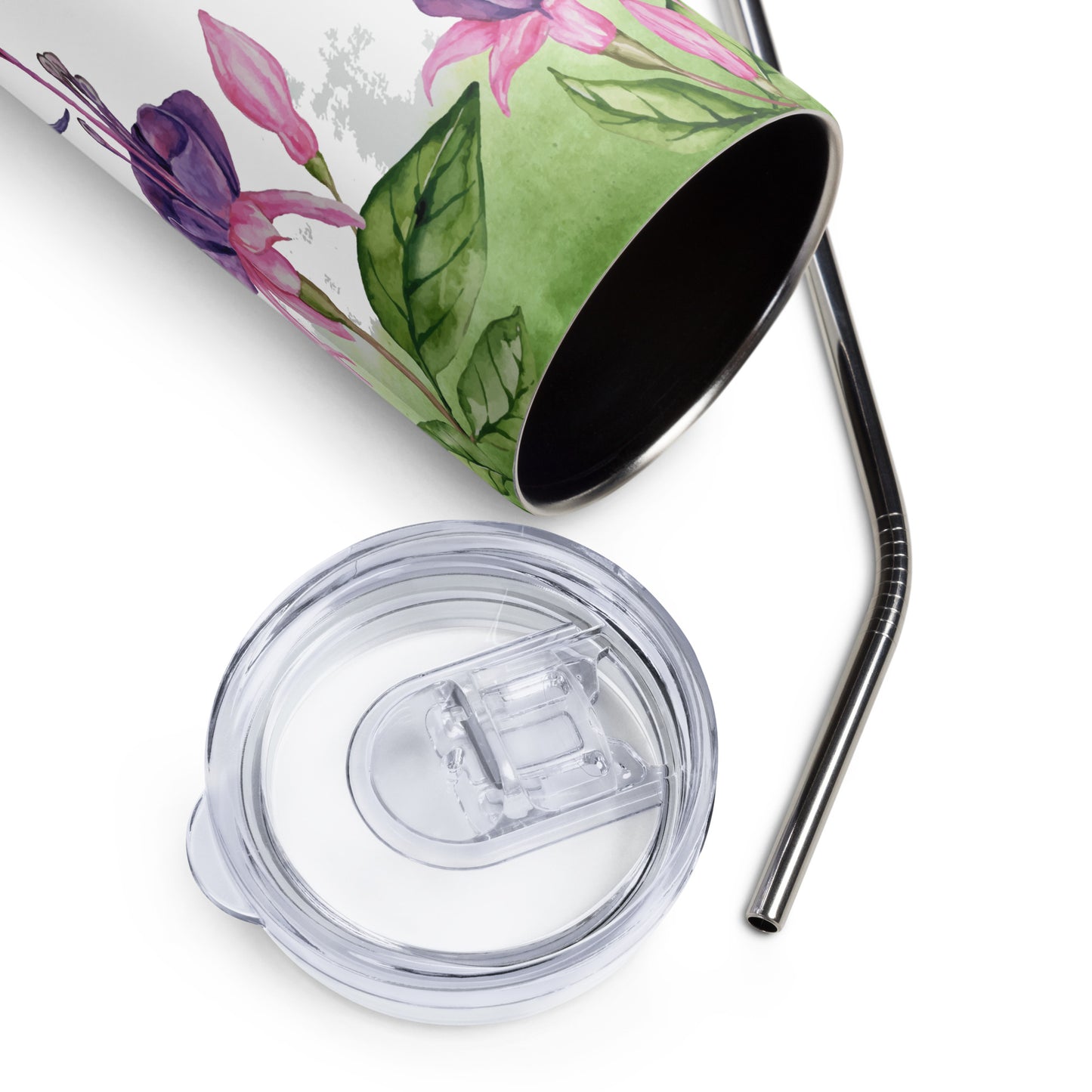 20oz Stainless Steel Skinny Tumbler Hummingbird and Fuchsia Flower - Expressive DeZien