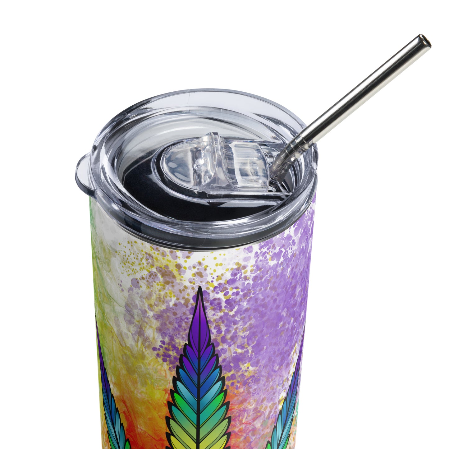 20oz Stainless Steel Skinny Tumbler Rainbow High Cannabis Kaleidoscope - Expressive DeZien