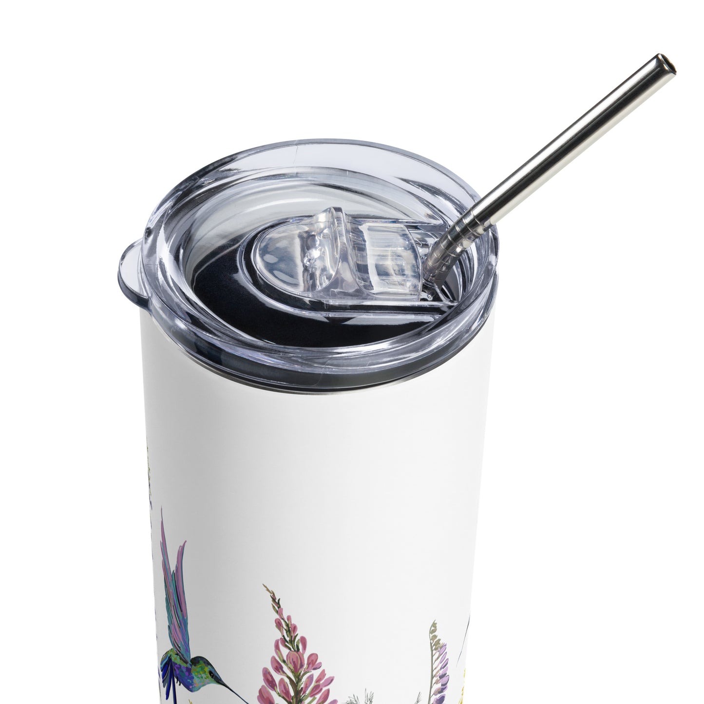 20oz Stainless Steel Skinny Tumbler Hummingbird and Wild Flowers - Expressive DeZien