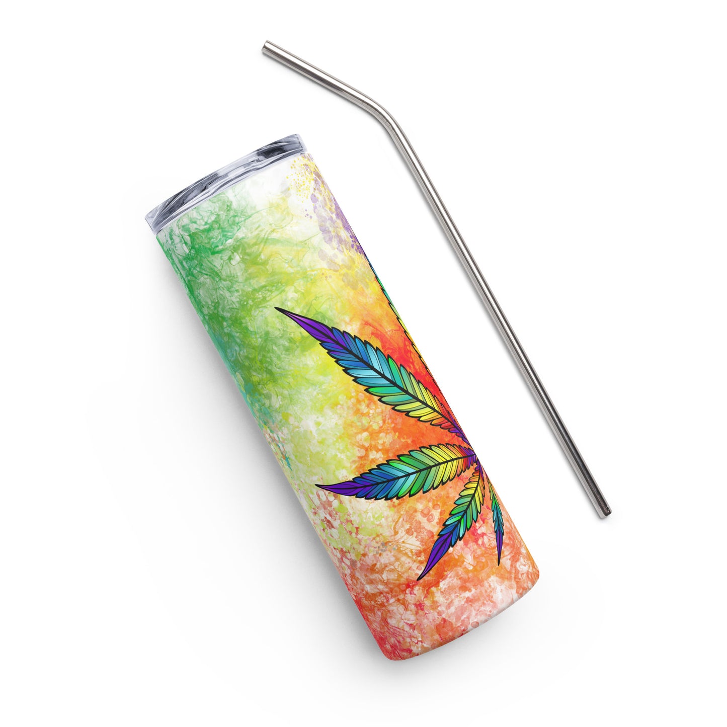 20oz Stainless Steel Skinny Tumbler Rainbow High Cannabis Kaleidoscope - Expressive DeZien