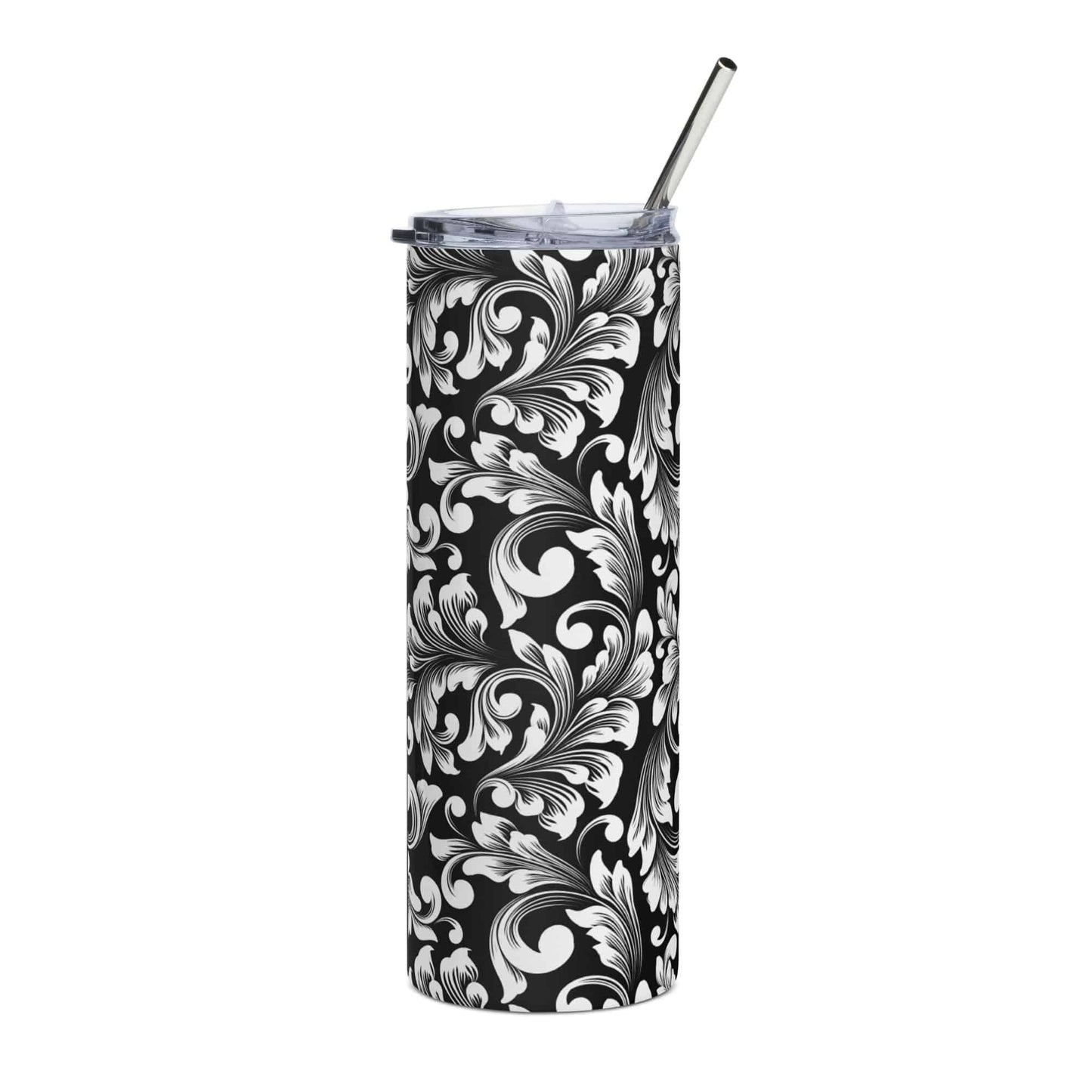 Black and White Paisley Stainless steel tumbler - Expressive DeZien