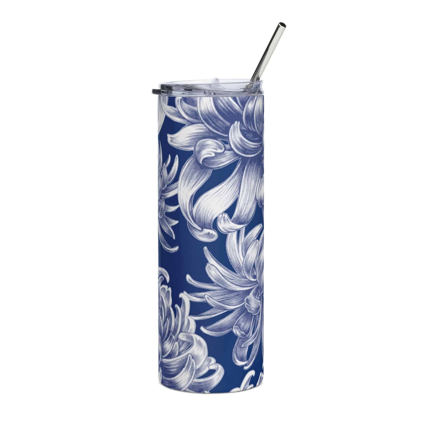 Floral blue Stainless steel tumbler - Expressive DeZien