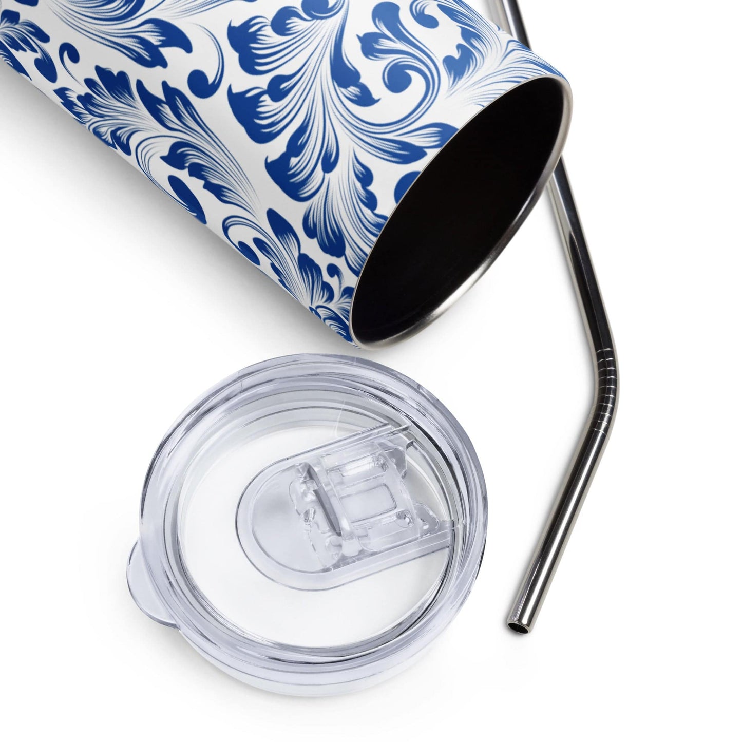 Blue Floral Stainless steel tumbler - Expressive DeZien
