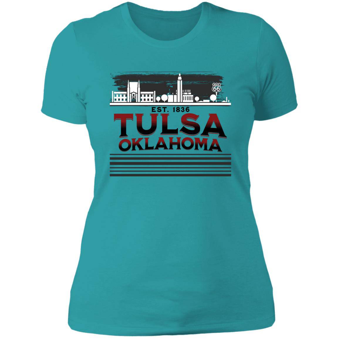 Tulsa Oklahoma Skyline Est 1836 Ladies' Boyfriend T-Shirt - Expressive DeZien
