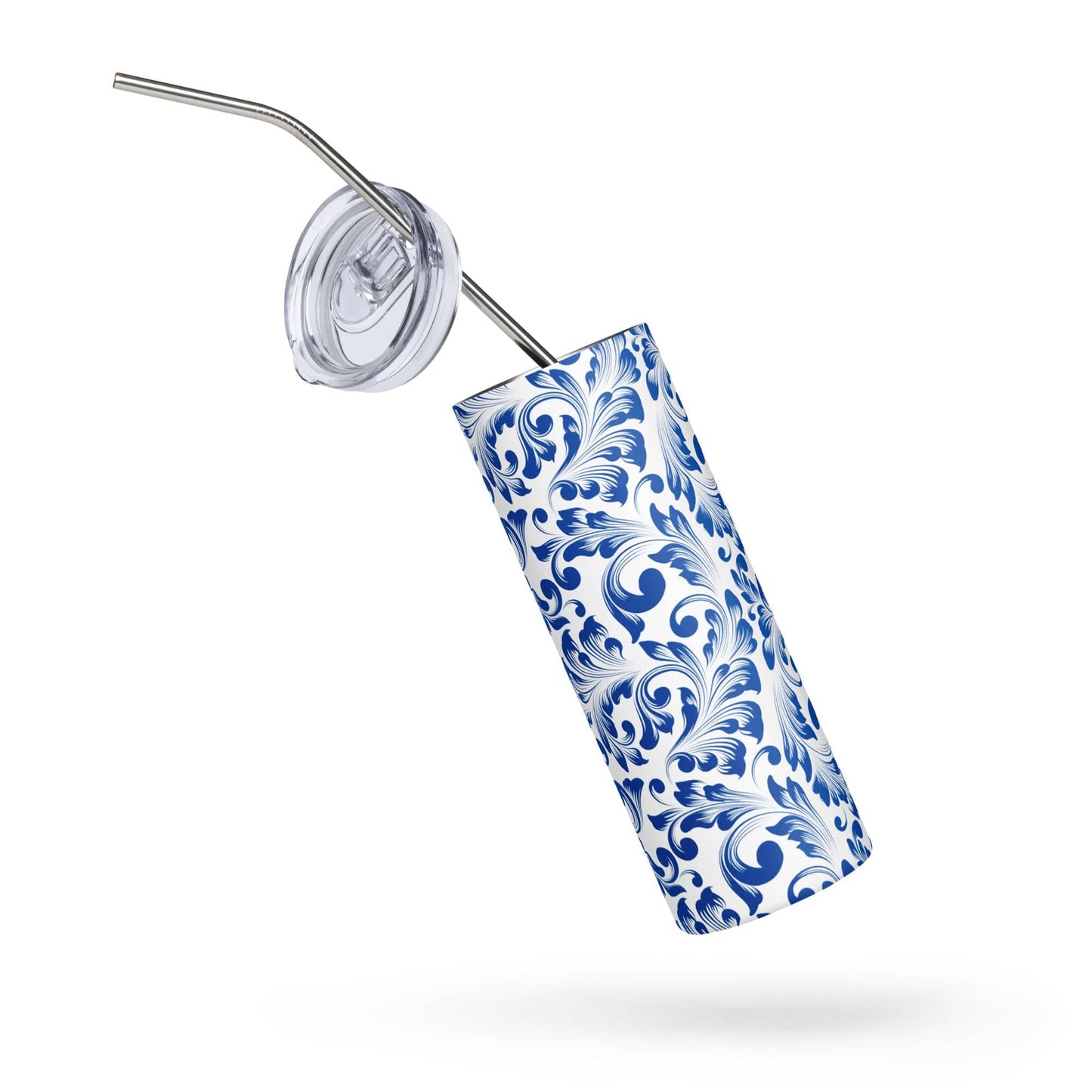 Blue Floral Stainless steel tumbler - Expressive DeZien