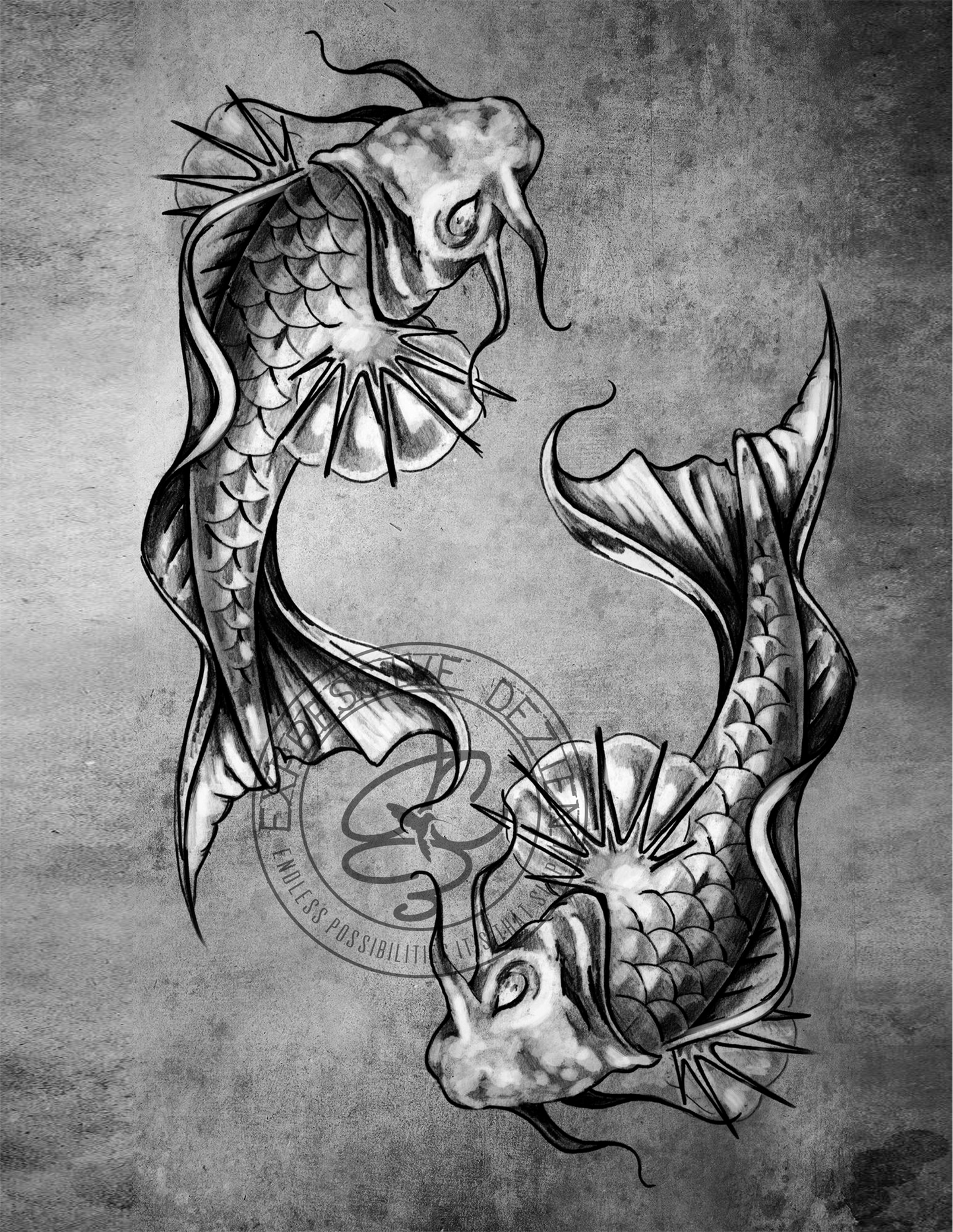 So Koi Fish Charcoal Prints - Expressive DeZien