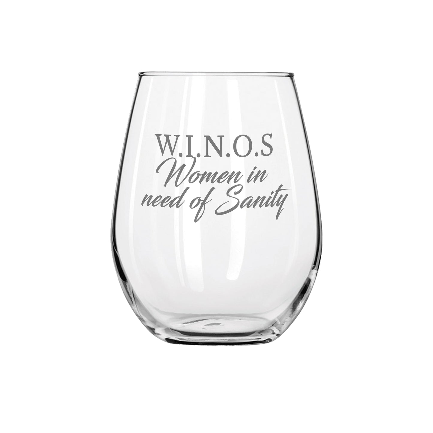 W.I.N.O Sandblast Etched Stemless Wine Glass 20.5oz - Expressive DeZien