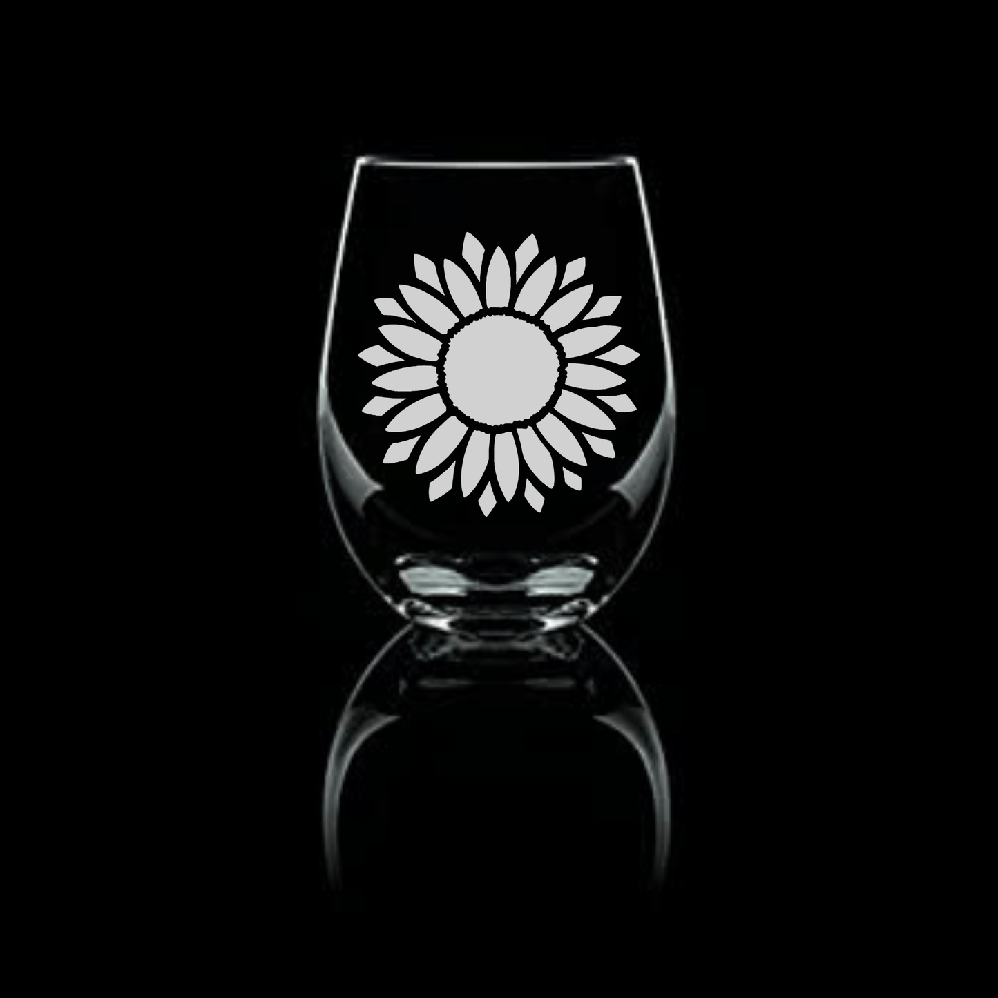 Elegant Etched Sunflower 20.5oz Stemless Wine Glasses (2 Styles) - Expressive DeZien