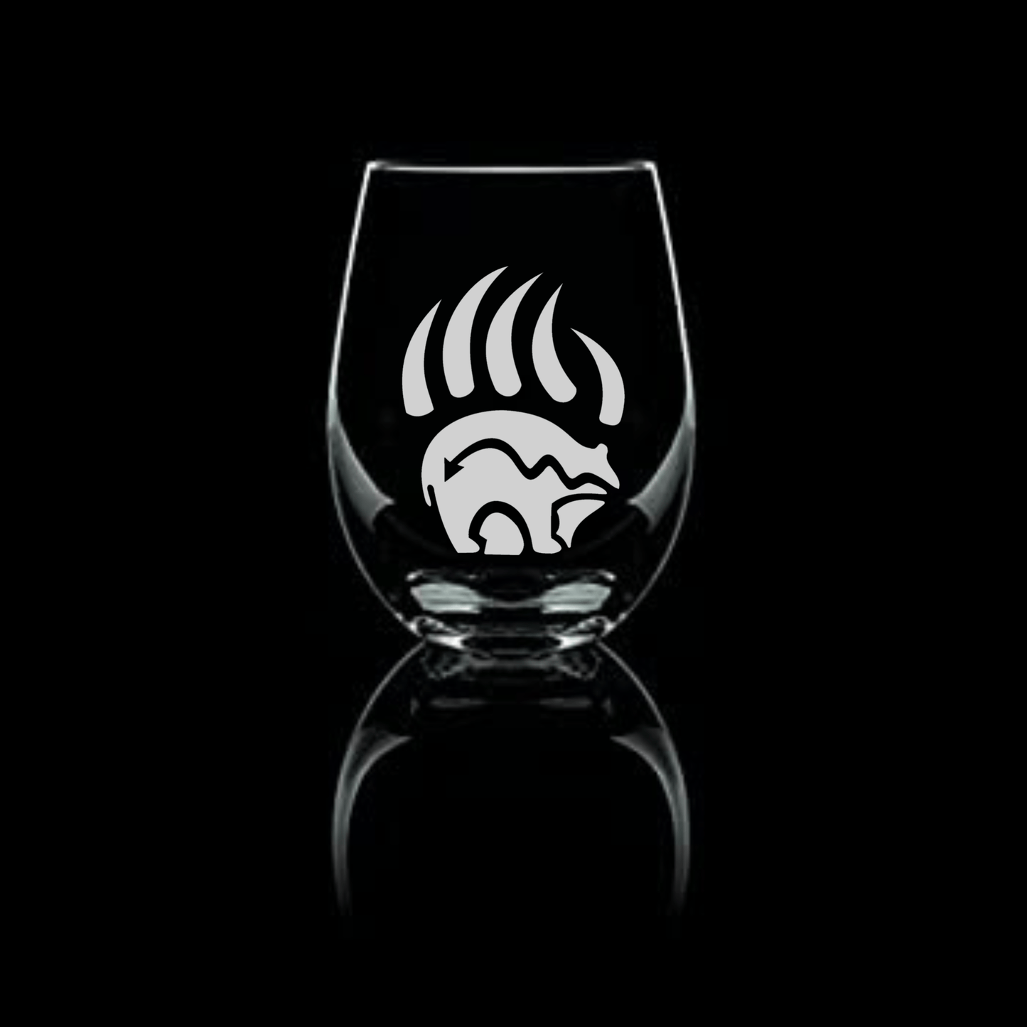 Etched Bear Claw Stemless Wine Glass 20.5oz - Expressive DeZien