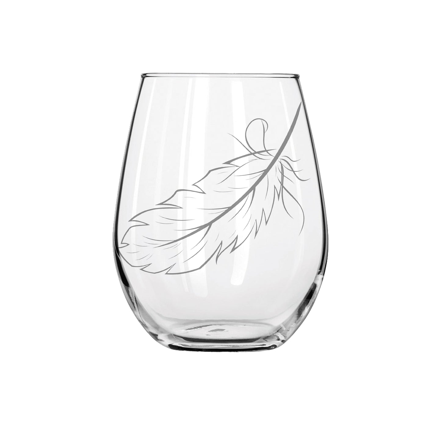 Feather Etched Stemless Wine Glass 20.5oz - Expressive DeZien