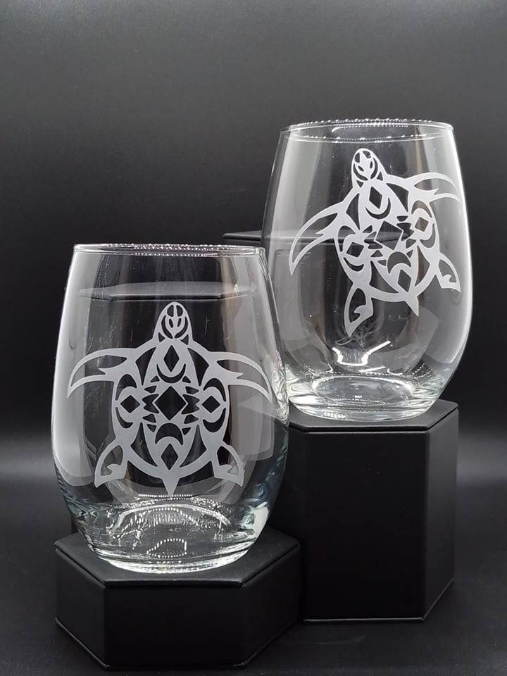 Turtle 20.5oz Sandblast Etched Stemless Wine Glass - Expressive DeZien