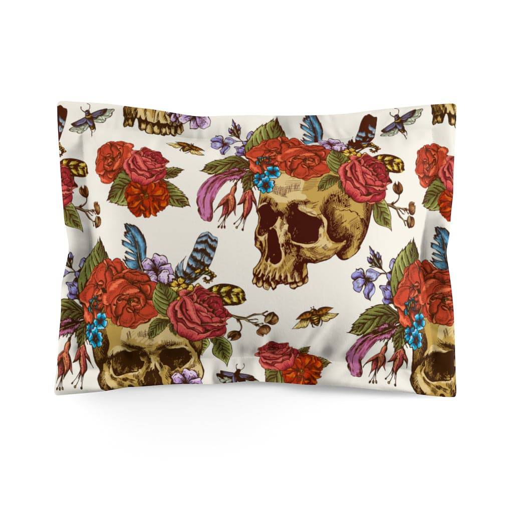 Rosie Skull Microfiber Pillow Sham - Expressive DeZien 