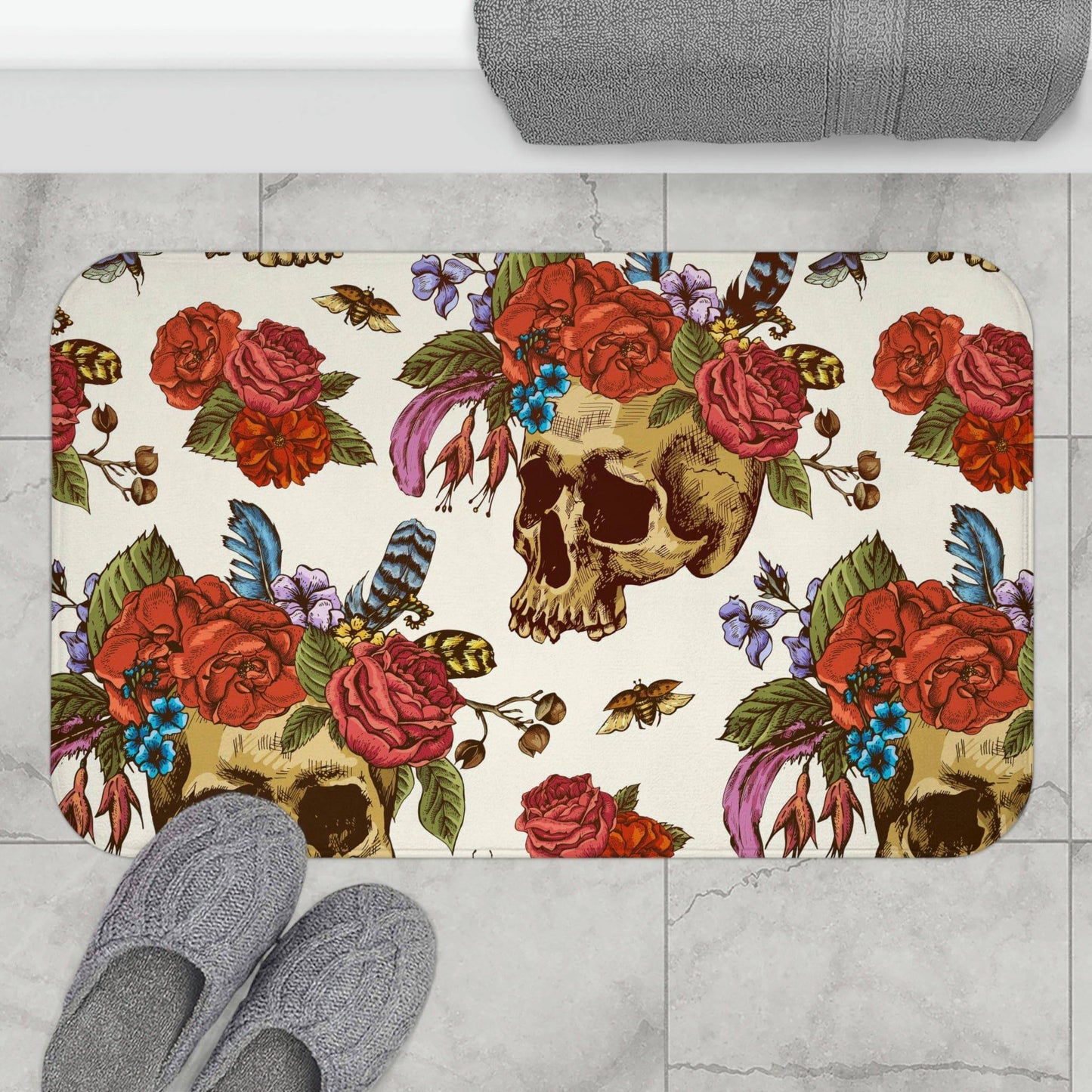 Rosie Skull Anti-Slip Bath Mat - Expressive DeZien