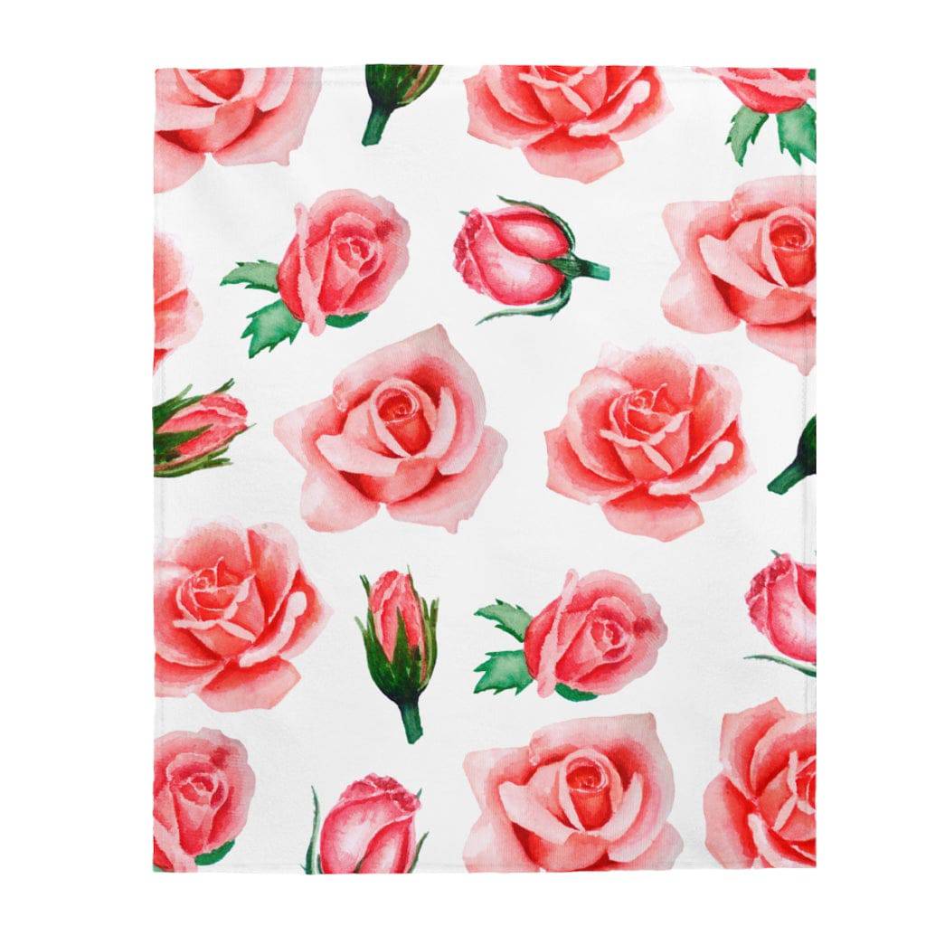 Coral Rose Velveteen Plush Blanket - Expressive DeZien 