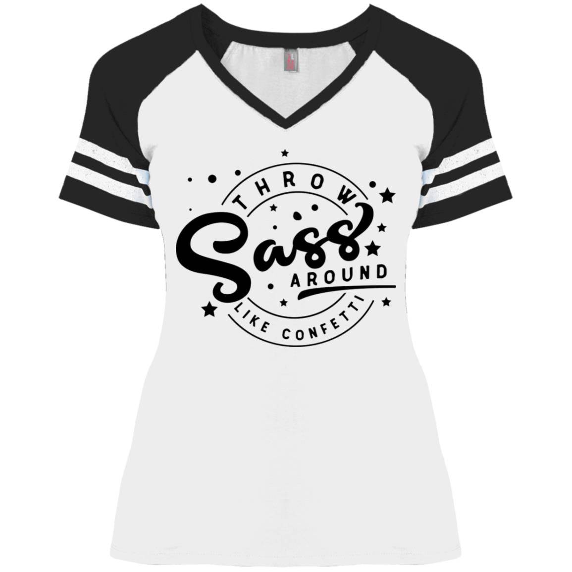 Sass Around Ladies' Game V-Neck T-Shirt - Expressive DeZien