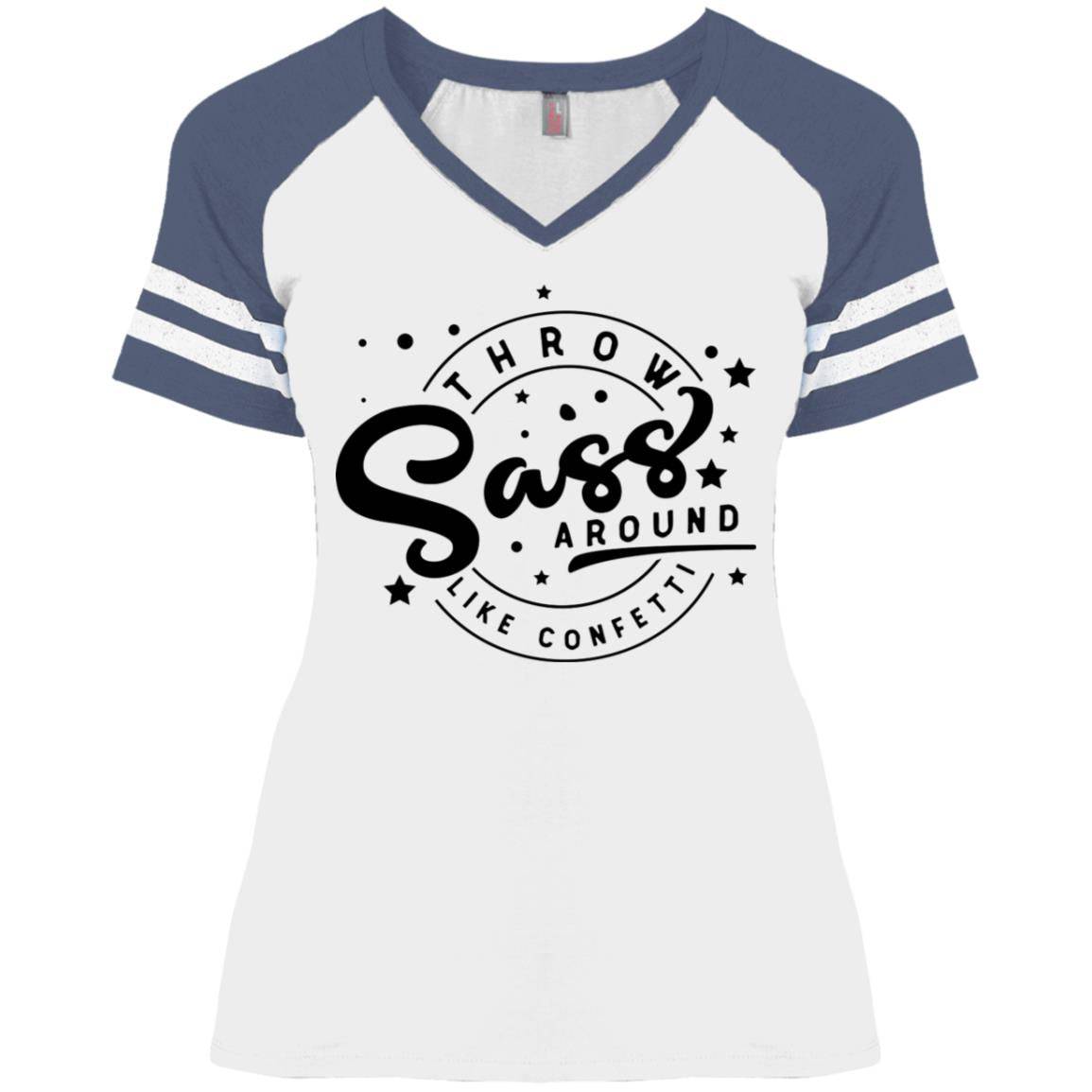 Sass Around Ladies' Game V-Neck T-Shirt - Expressive DeZien