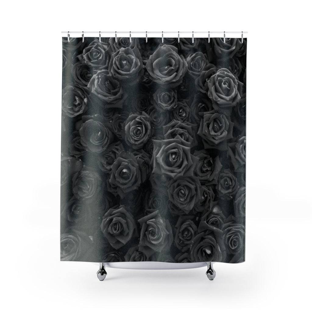 Black Monochrome Roses Shower Curtain - Expressive DeZien
