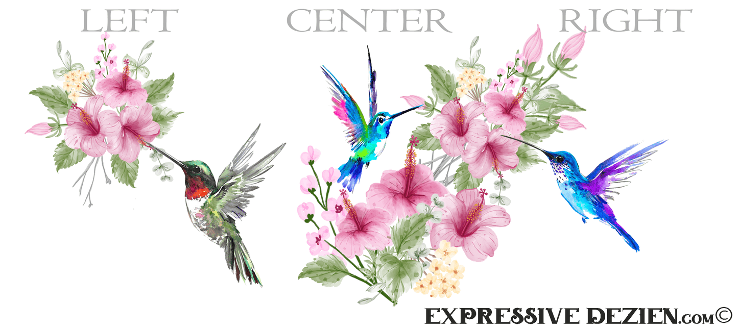 Watercolor Hibiscus and Hummingbird 15 oz. White Mug - Expressive DeZien